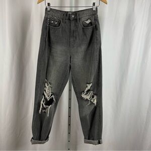 RSQ 90's Jean Size 25 High Waist Distressed Grunge Grey Black Jeans Tapered
